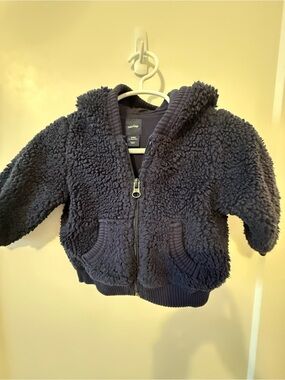 Baby GAP Navy Sherpa Zip-Up Jacket with Bear Ears